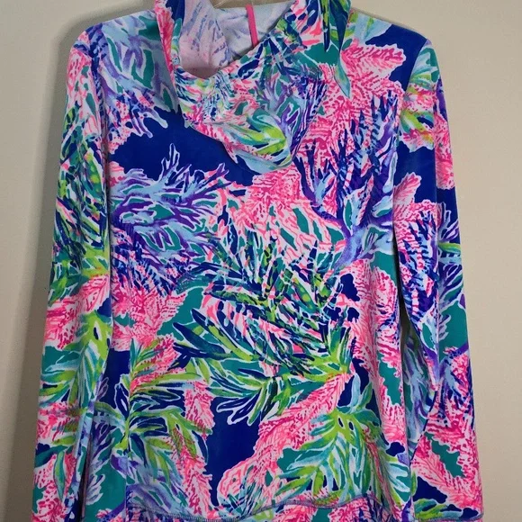 Lilly Pulitzer Multicolor Tropical Velour Hoodie. NWOT. Large. - Picture 8 of 8